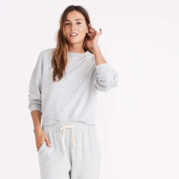 Madewell Rivet & Thread Crop Sweatshirt Heather Gray Small Sweater Loungewear - Picture 1 of 8